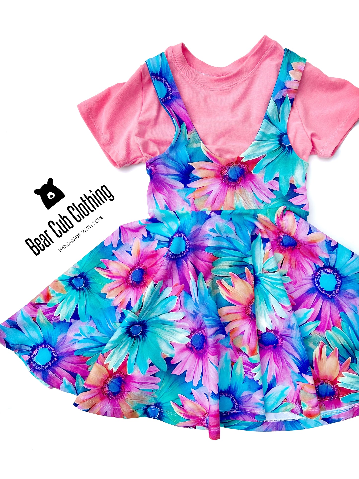 6 Neon Floral Pinafore and Tee Set