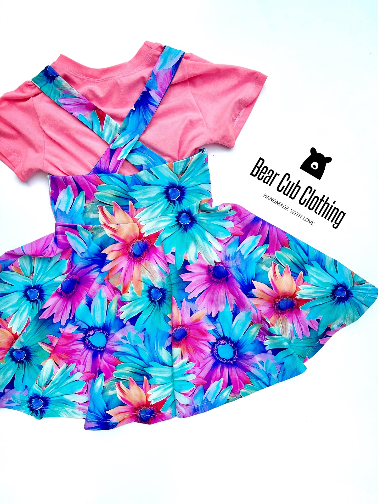 6 Neon Floral Pinafore and Tee Set