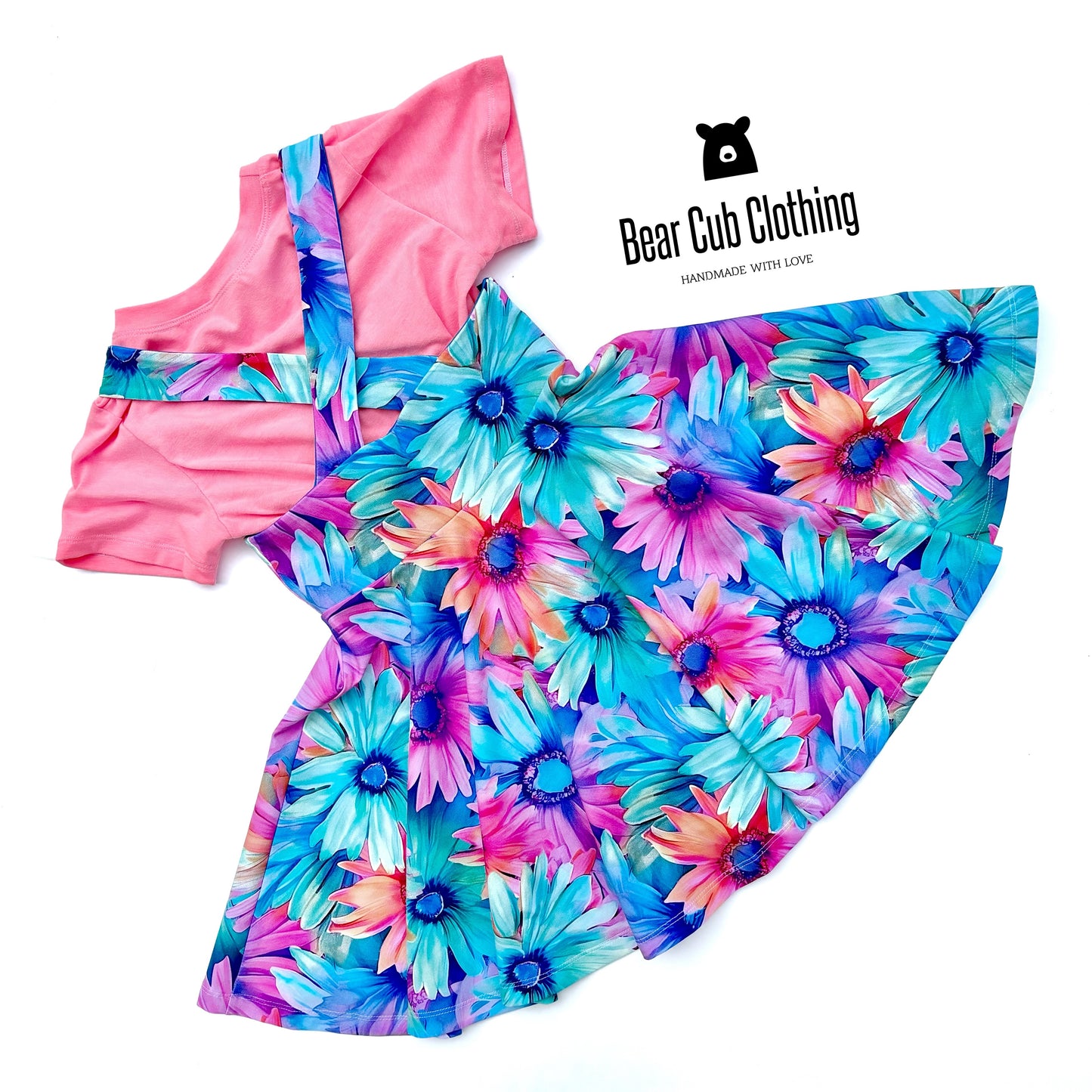 6 Neon Floral Pinafore and Tee Set