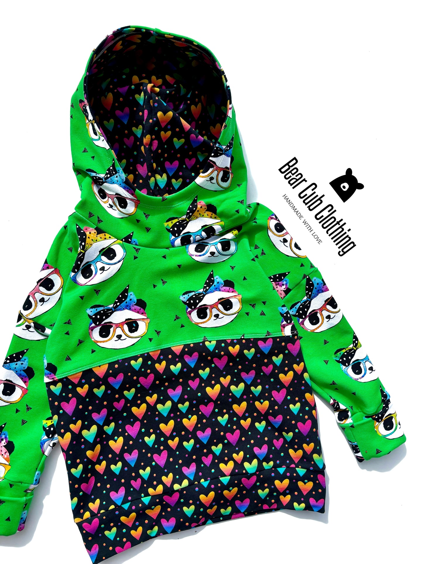 18mo-4t Panda & Hearts Hoodie