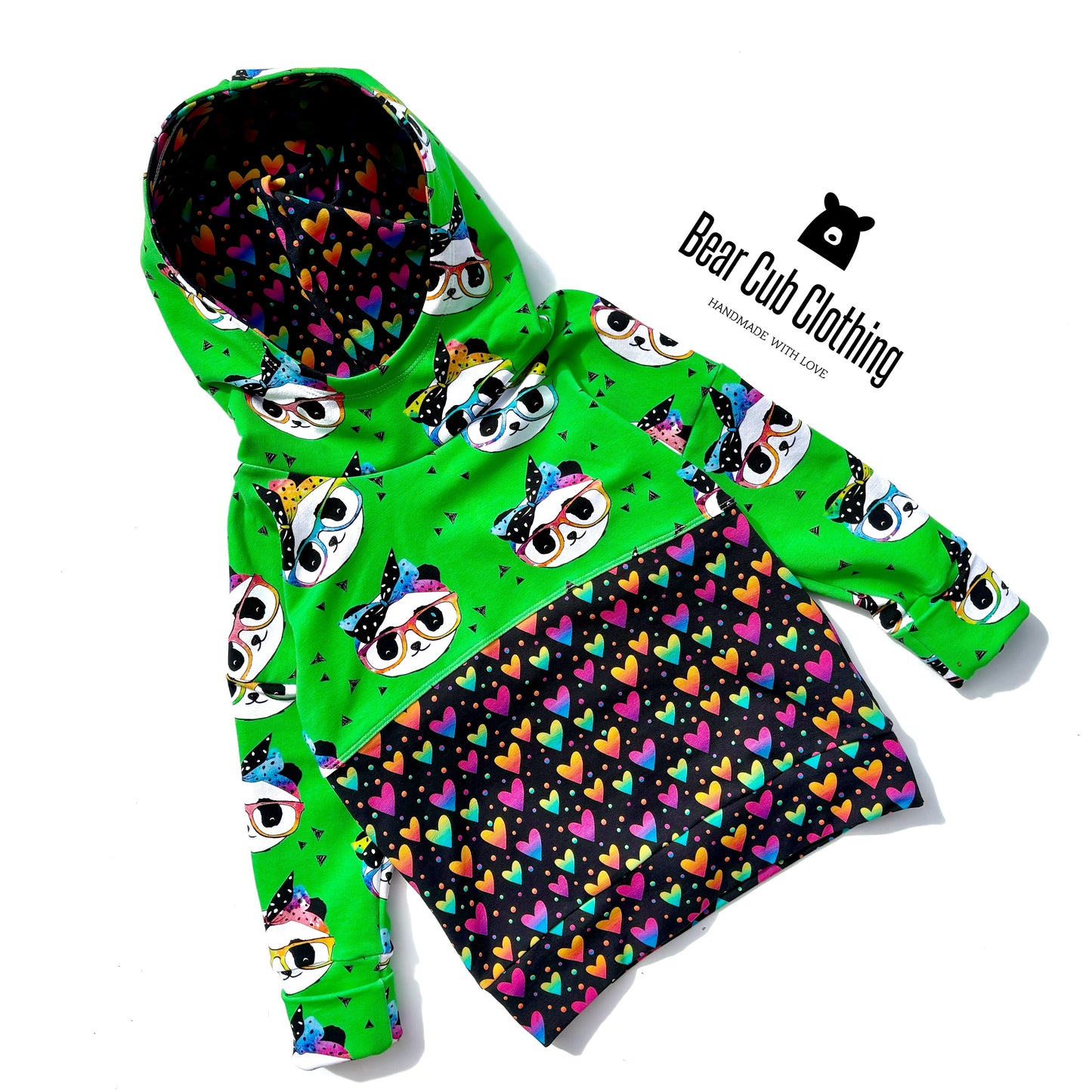 18mo-4t Panda & Hearts Hoodie