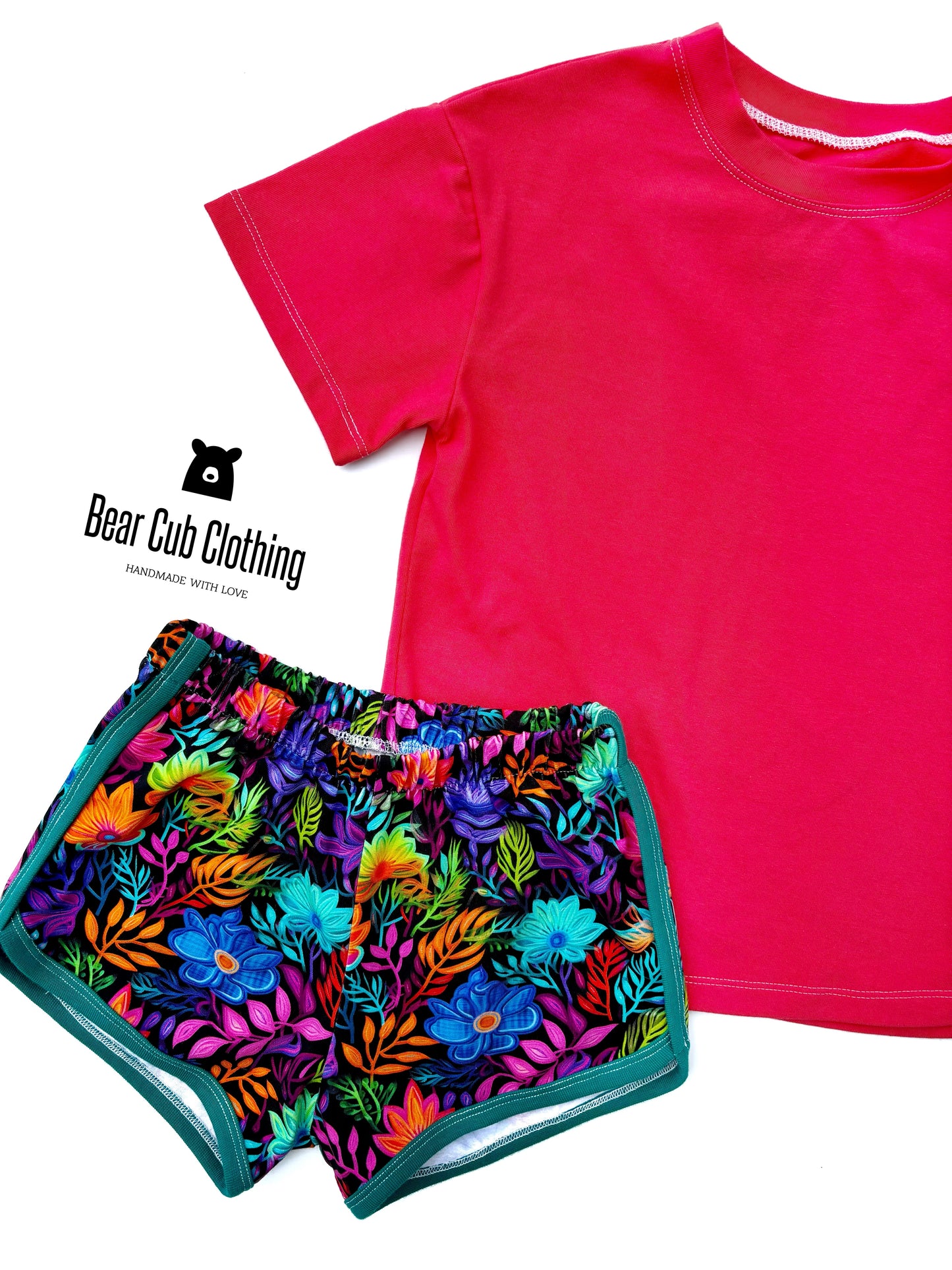 5t Neon Floral Track Shorts & Tee