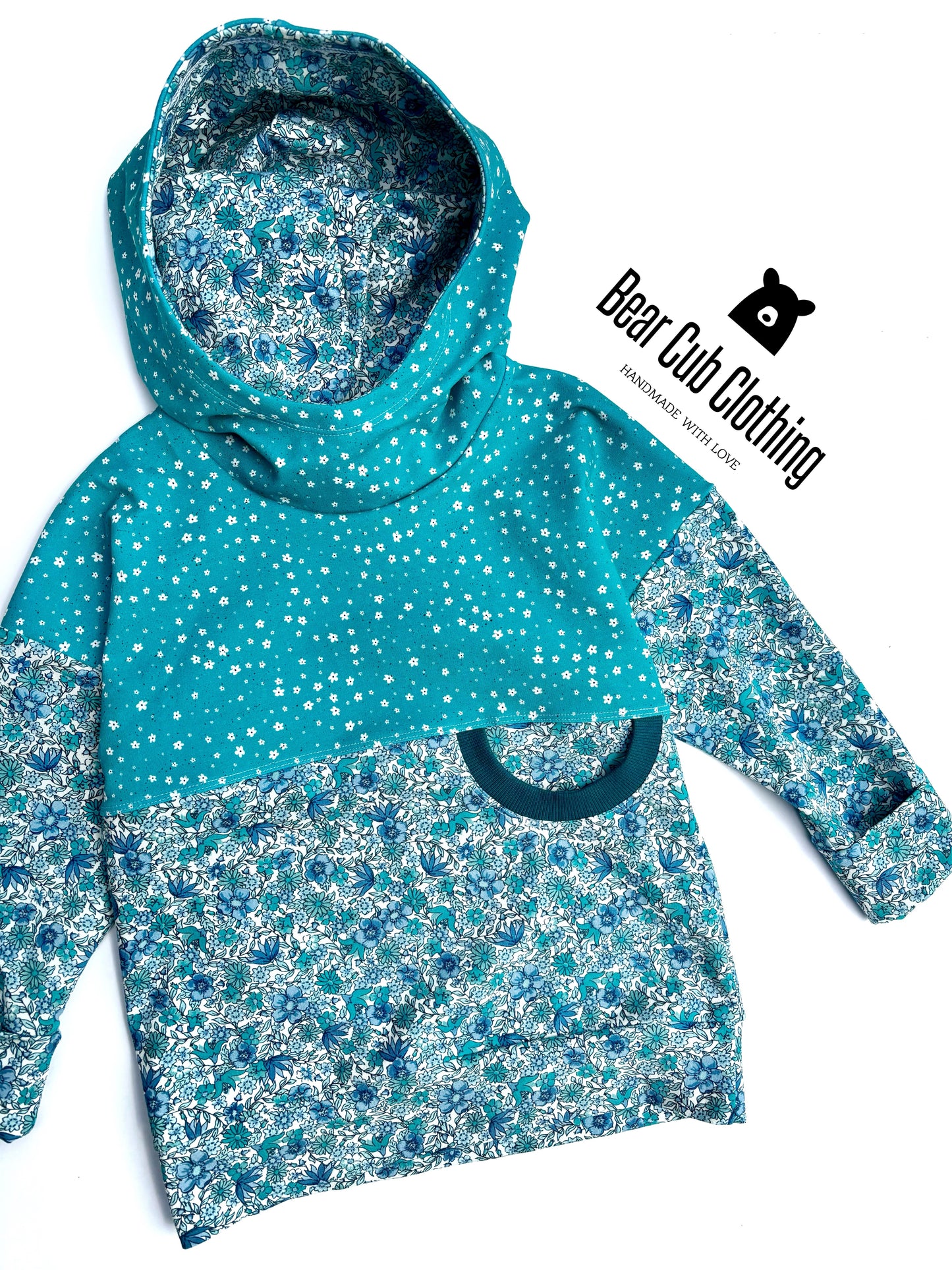 3-6 years Blue Floral Hoodie