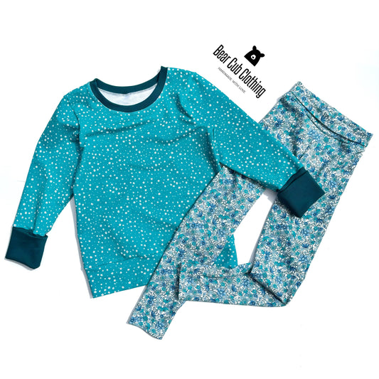 7-10 years Blue Floral Set