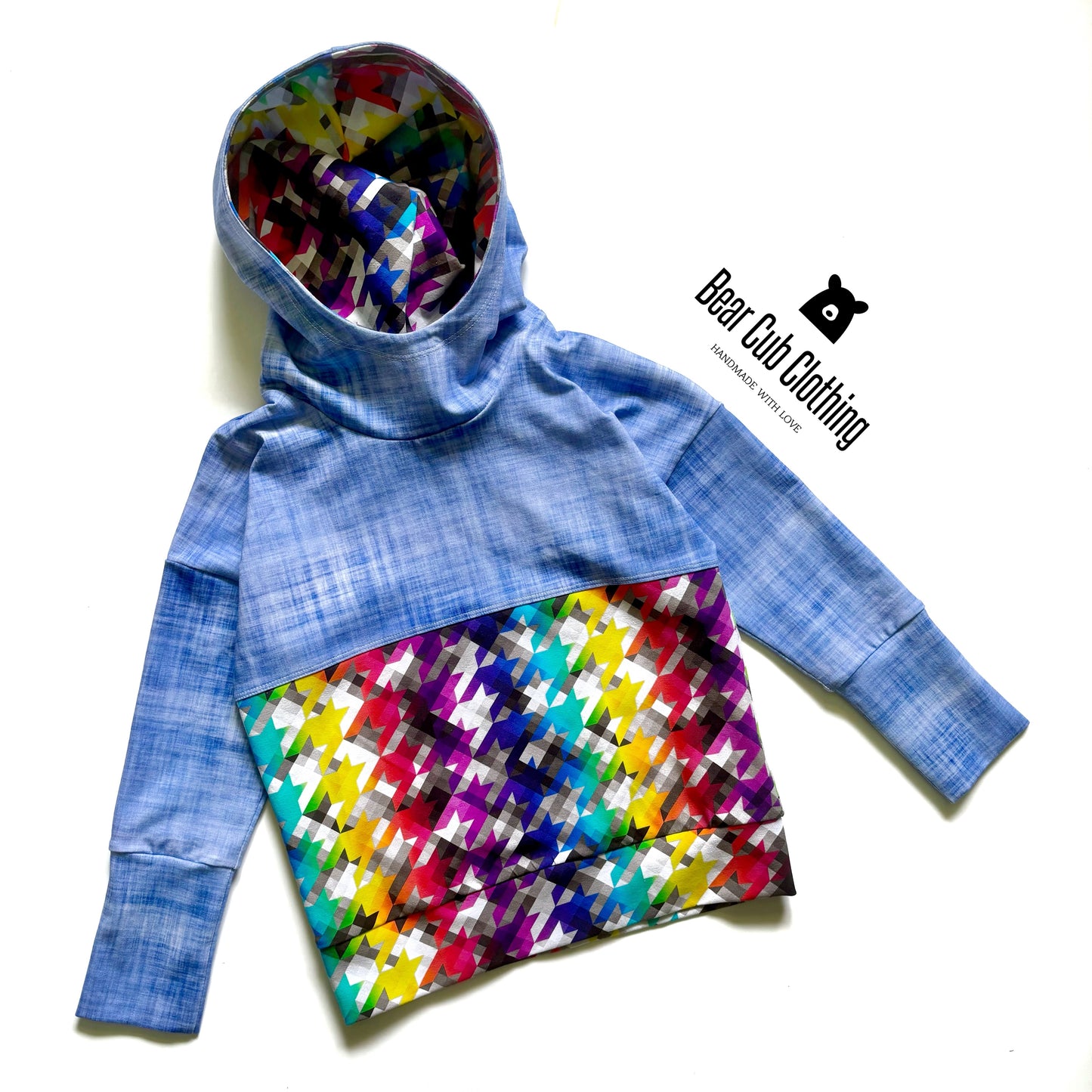 18mo-4t Rainbow Houndstooth Dolman