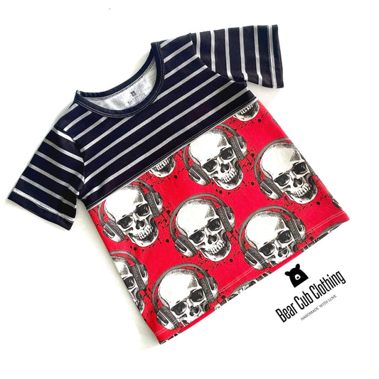 3t Skulls and Stripes Color Block Tee
